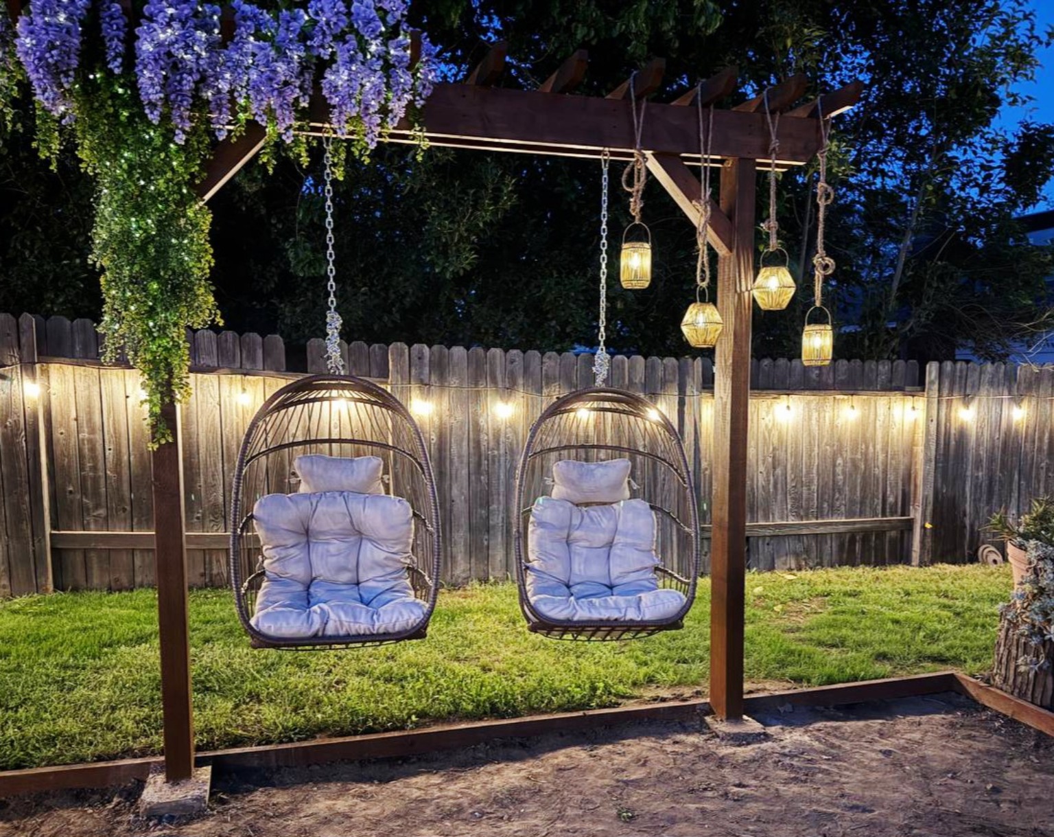 Outdoor wood swing structure